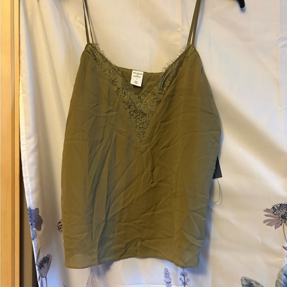 Melrose and Market Khaki Lace Cami Top